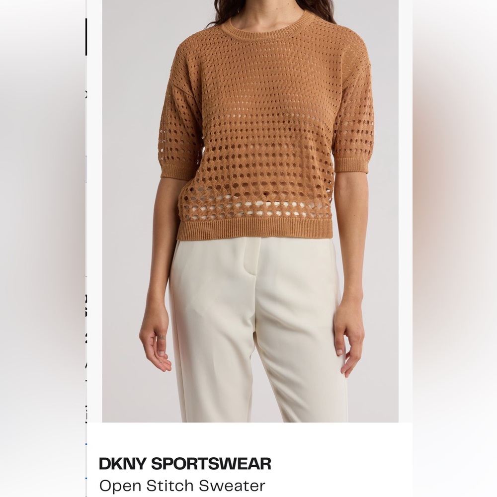 DKNY sportswear open Stitch sweater- Medium NWT Tawney Color